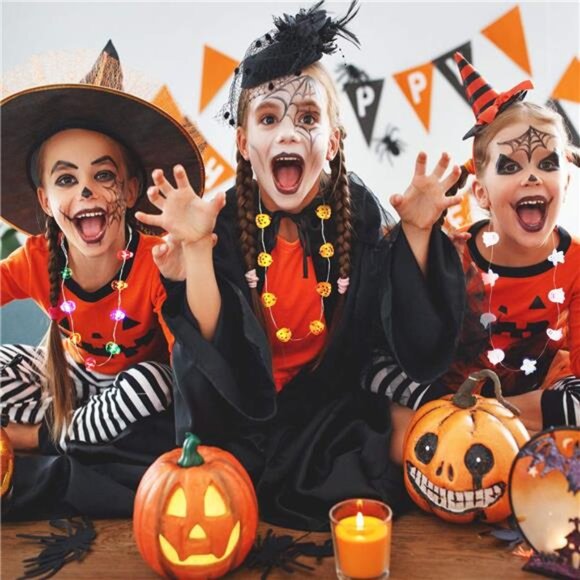 BRAND NEW Halloween Eve Party Accessories, Lighting Up LED Necklace Set of 3 - Picture 7 of 9